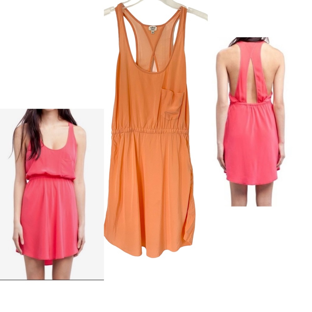 Wilfred Aritzia 100% Silk Victoire Open Back Dress Coral Orange Size XS